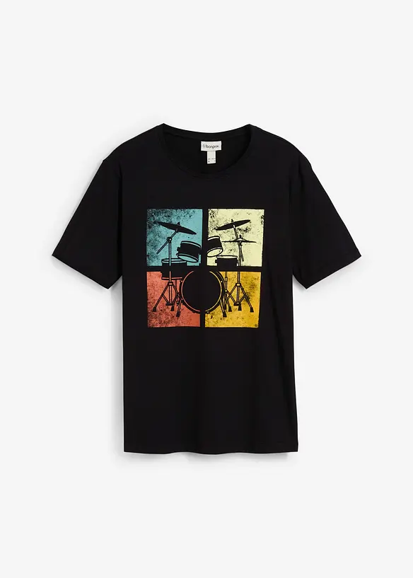 T-Shirt aus reiner Bio-Baumwolle in schwarz von vorne - bonprix