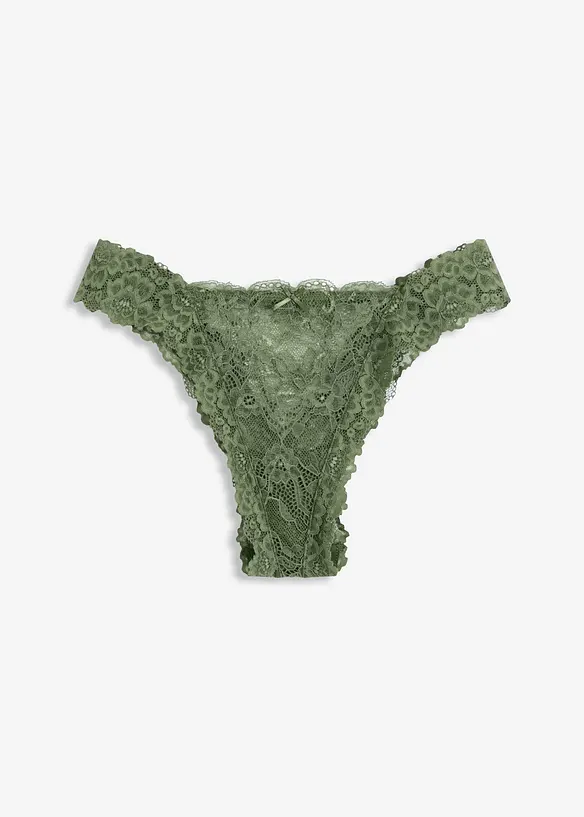 Brazilslip aus Spitze in grün von vorne - bonprix