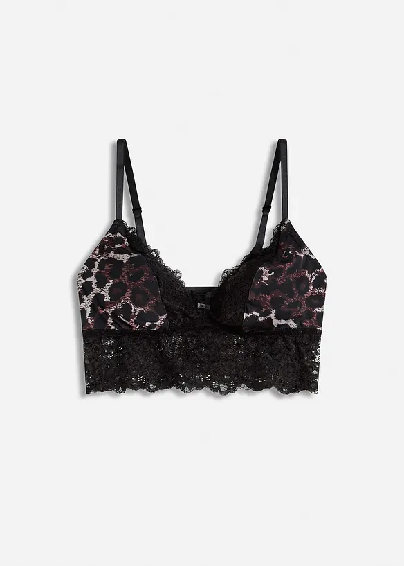Triangel-Bustier mit Spitze in schwarz von vorne - bonprix