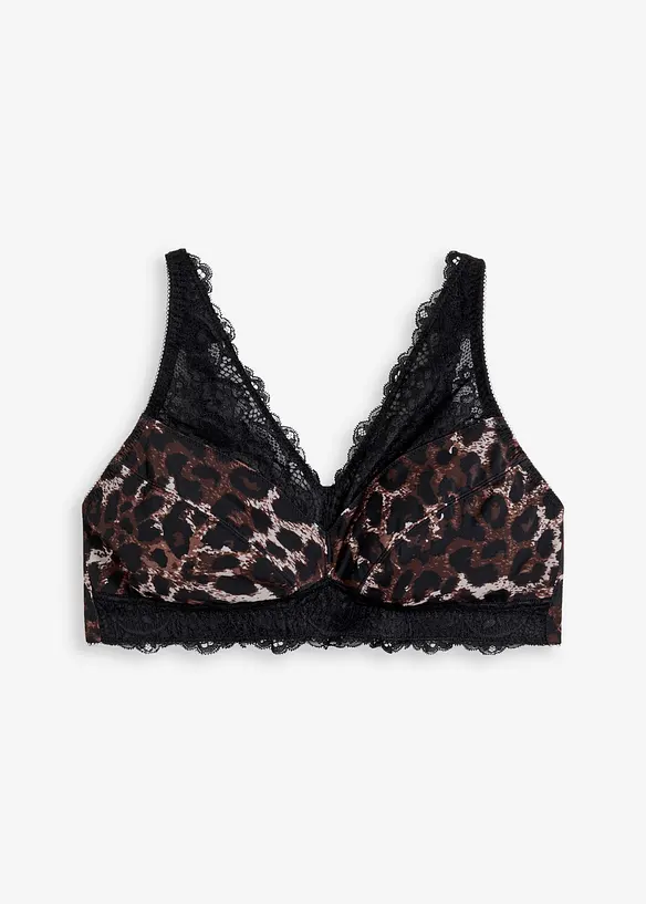 Minimizer-Bralette mit zarter Spitze in schwarz von vorne - bonprix