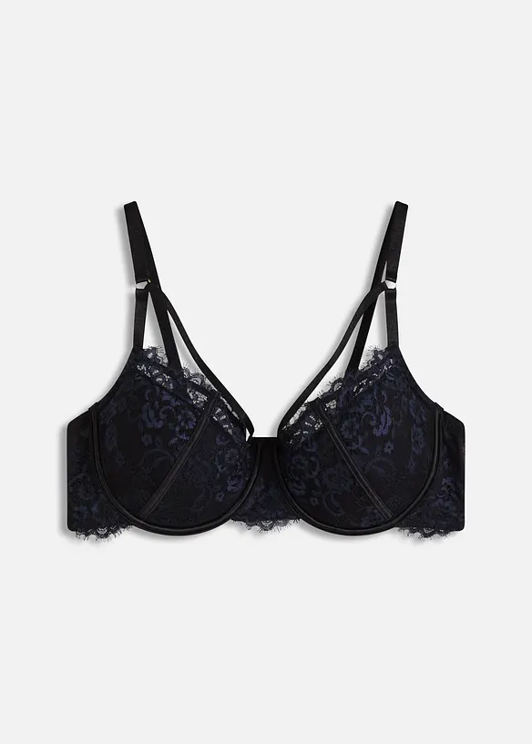 Schalen-BH aus zarter Eyelash Spitze in schwarz von vorne - bonprix