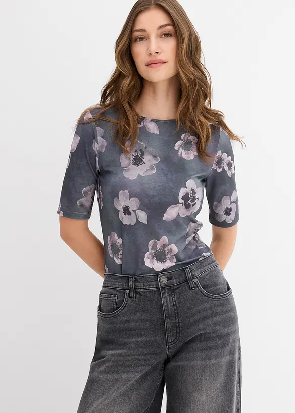 Shirt aus softem Viskose-Mix in grau von vorne (im Anschnitt) - bonprix