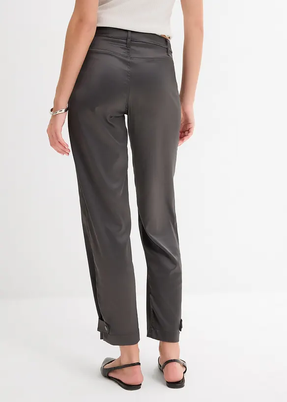 Barrel-Hose aus fließendem Satin in grau von hinten - bonprix