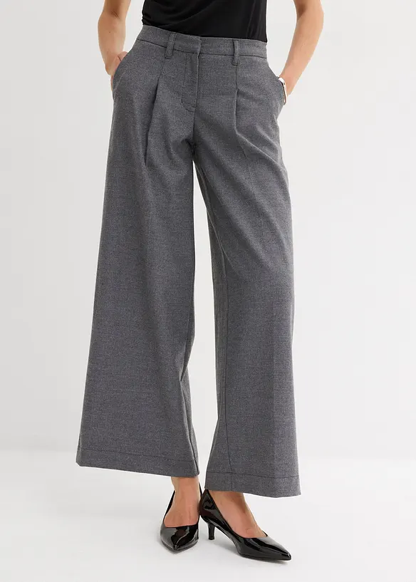 Bundfaltenhose in grau von vorne - bonprix