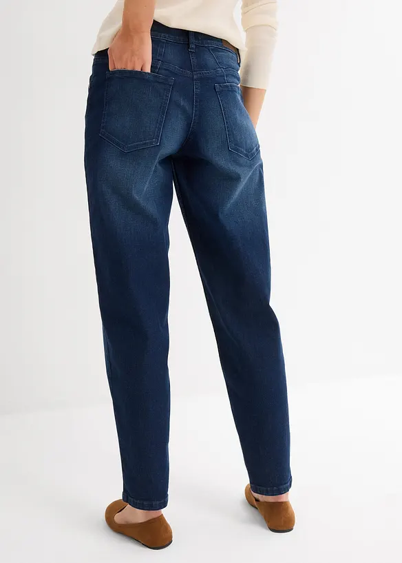 Barrel-Jeans Mid Waist in blau von hinten - bonprix
