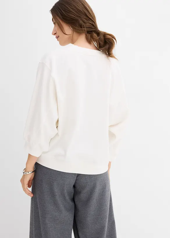 Oversize-Sweatshirt aus reiner Baumwolle in weiß von hinten (im Anschnitt) - bonprix Oversize-Sweatshirt aus reiner Baumwolle in weiß von hinten (im Anschnitt) - bonprix