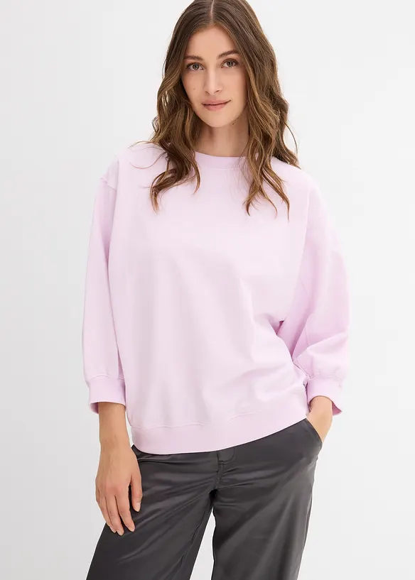 Oversize-Sweatshirt aus reiner Baumwolle in lila von vorne (im Anschnitt) - bonprix Oversize-Sweatshirt aus reiner Baumwolle in lila von vorne (im Anschnitt) - bonprix