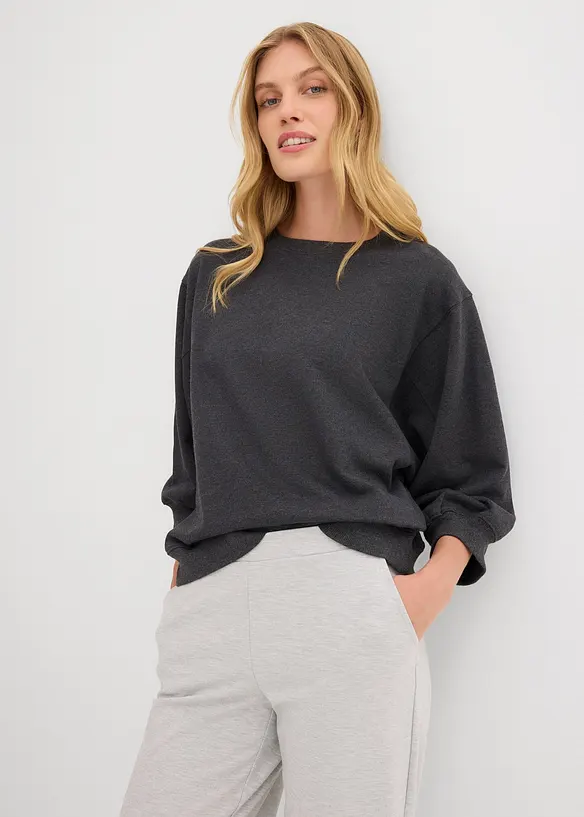 Oversize-Sweatshirt aus reiner Baumwolle in grau von vorne (im Anschnitt) - bonprix Oversize-Sweatshirt aus reiner Baumwolle in grau von vorne (im Anschnitt) - bonprix