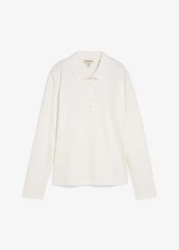 Poloshirt aus schwerer Bio-Baumwolle in weiß von vorne - bonprix
