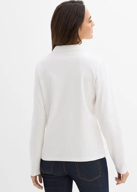 Poloshirt aus schwerer Bio-Baumwolle in weiß von hinten (im Anschnitt) - bonprix