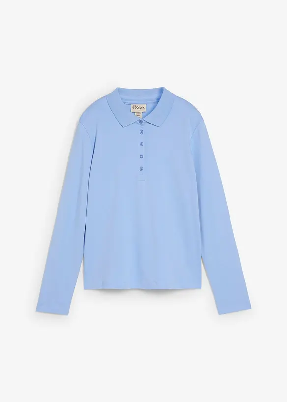 Poloshirt aus schwerer Bio-Baumwolle in blau von vorne - bonprix