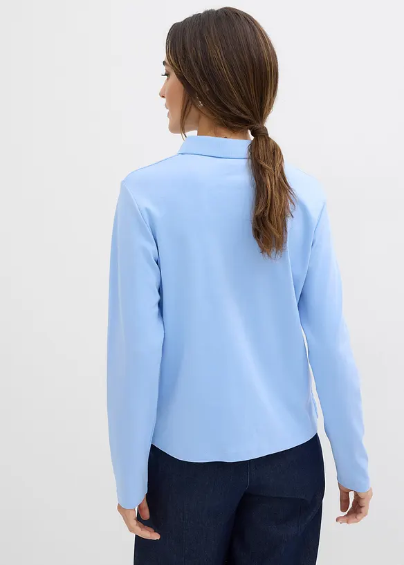 Poloshirt aus schwerer Bio-Baumwolle in blau von hinten (im Anschnitt) - bonprix