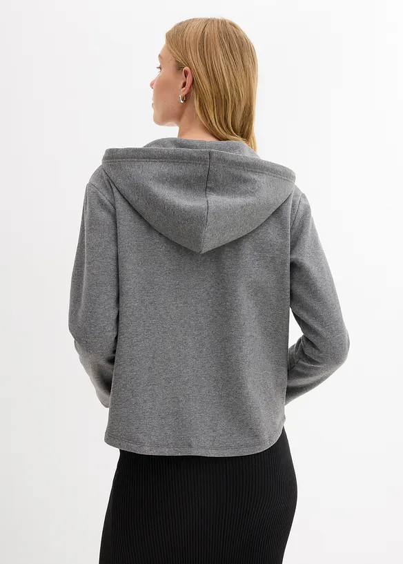 Kapuzen-Sweatjacke aus Baumwoll-Mix in grau von hinten (im Anschnitt) - bonprix