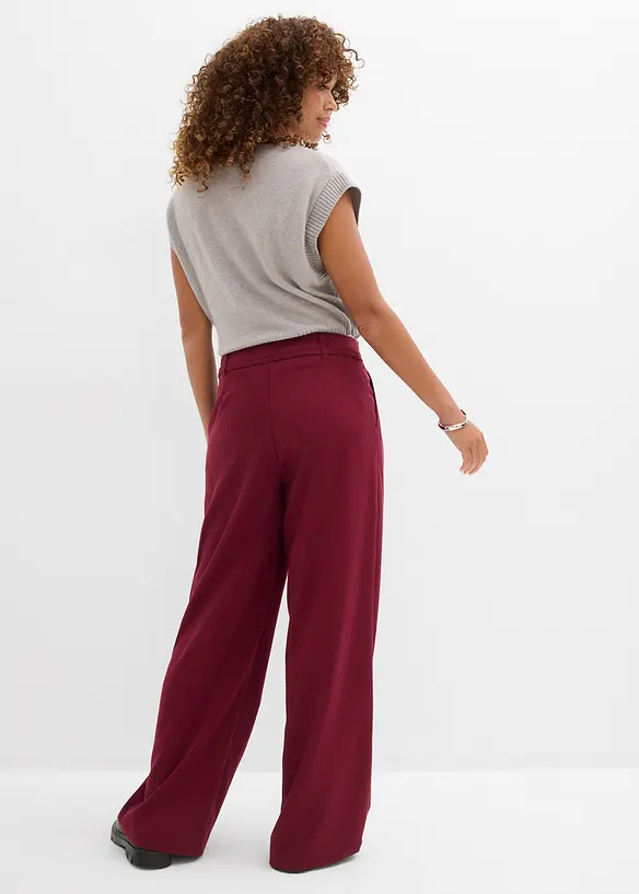 Bundfaltenhose mit Bindeband aus Viskose-Mix in rot von hinten - bonprix