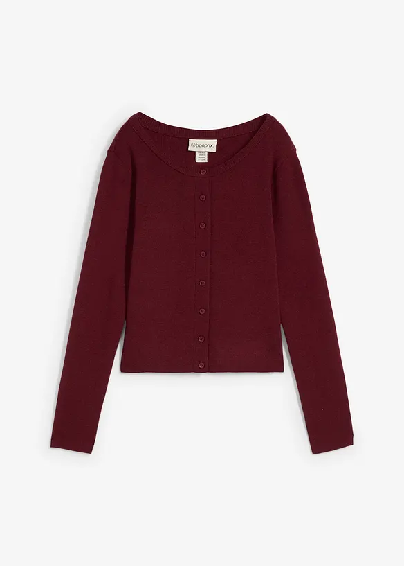 Kurze Feinstrickjacke in rot von vorne - bonprix Kurze Feinstrickjacke in rot von vorne - bonprix