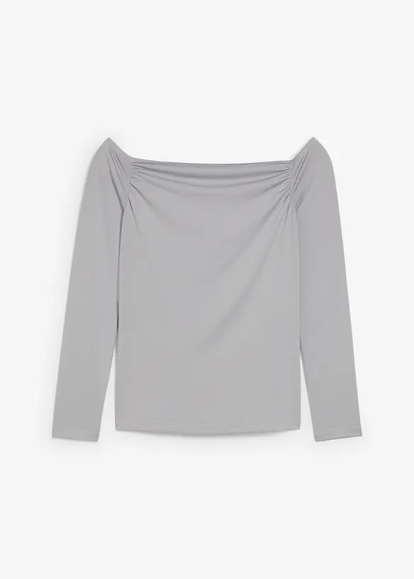Carmenshirt aus leichtem Jersey in grau von vorne - bonprix Carmenshirt aus leichtem Jersey in grau von vorne - bonprix