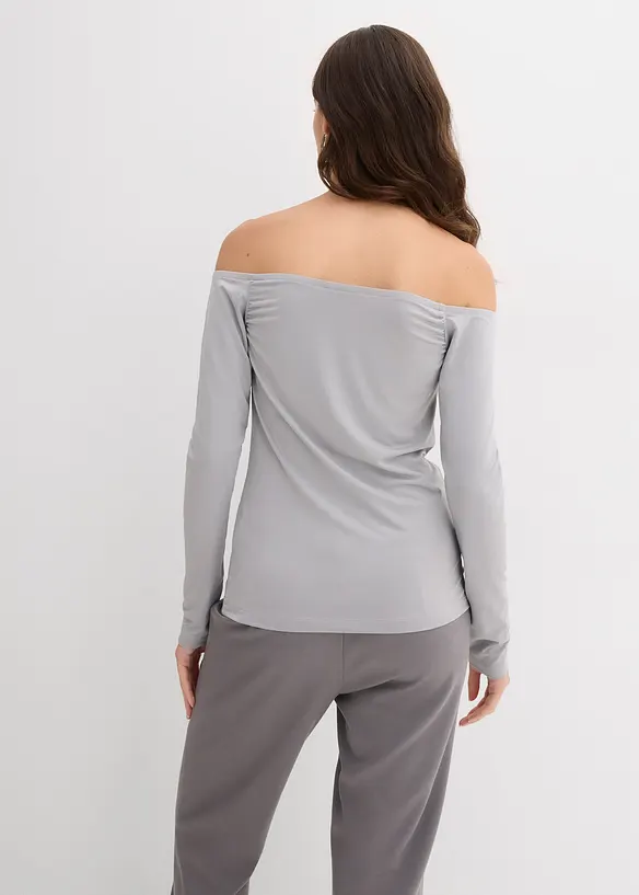 Carmenshirt aus leichtem Jersey in grau von hinten (im Anschnitt) - bonprix Carmenshirt aus leichtem Jersey in grau von hinten (im Anschnitt) - bonprix