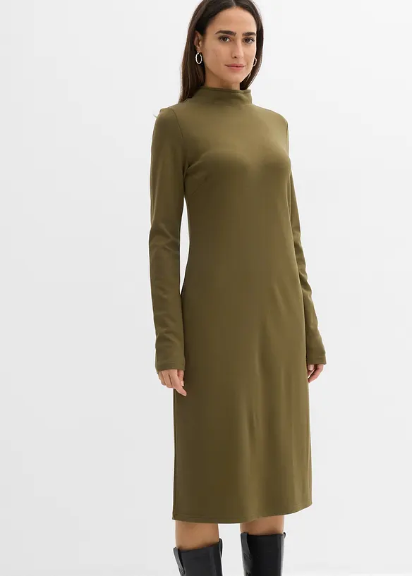 Punto Di Roma Kleid mit Stehkragen in grün von vorne (Totalaufnahme) - bonprix