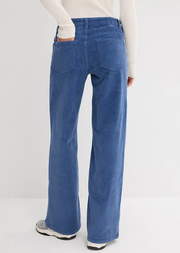 Cordhose aus elastischem Baumwoll-Mix in blau von hinten - bonprix