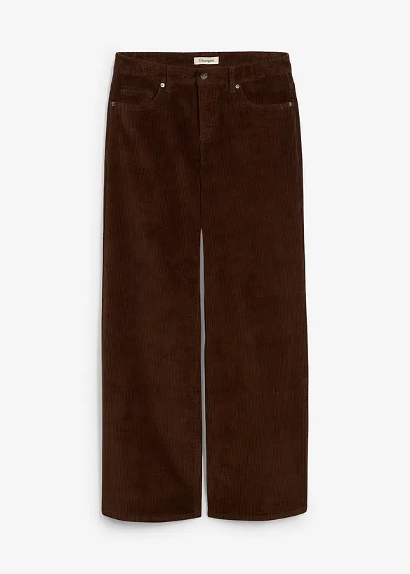 Cordhose aus elastischem Baumwoll-Mix in braun von vorne - bonprix
