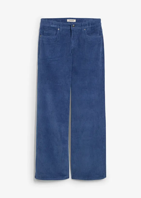 Cordhose aus elastischem Baumwoll-Mix in blau von vorne - bonprix