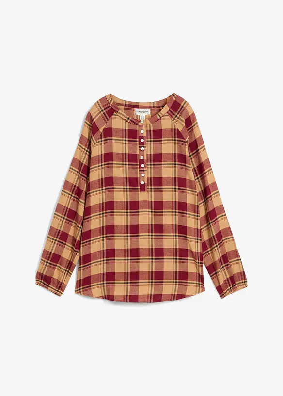 Flanell-Tunikabluse aus reiner Baumwolle in rot von vorne - bonprix Flanell-Tunikabluse aus reiner Baumwolle in rot von vorne - bonprix