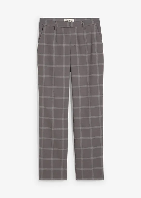 Karierte Chinohose in grau von vorne - bonprix