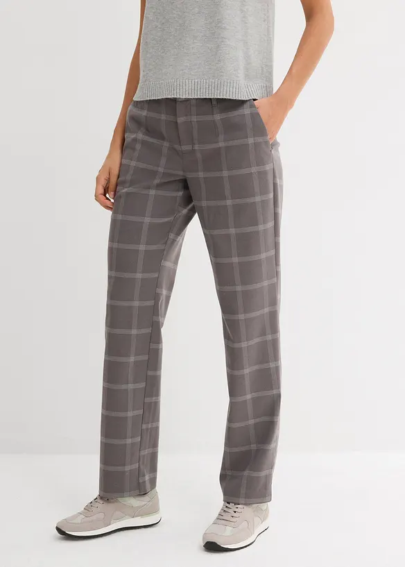 Karierte Chinohose in grau von vorne - bonprix