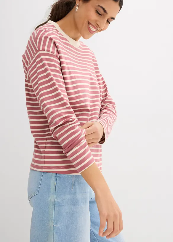 Langarmshirt aus schwerer Baumwolle in beige von vorne (im Anschnitt) - bonprix Langarmshirt aus schwerer Baumwolle in beige von vorne (im Anschnitt) - bonprix