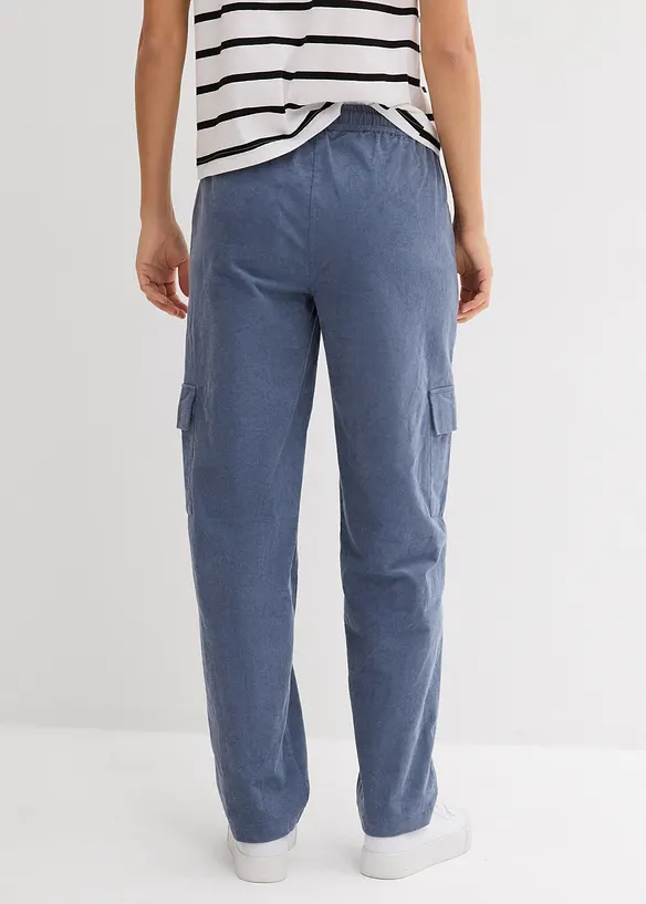 Cordhose im Barrel-Shape in blau von hinten - bonprix