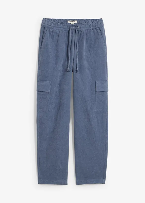 Cordhose im Barrel-Shape in blau von vorne - bonprix