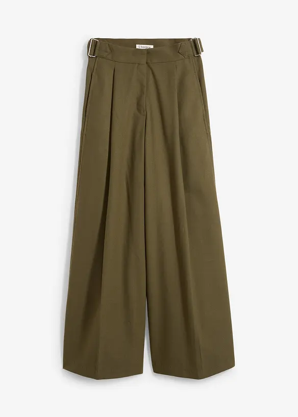 Hose mit Seitenschnallen aus Viskose-Mix in grün von vorne - bonprix