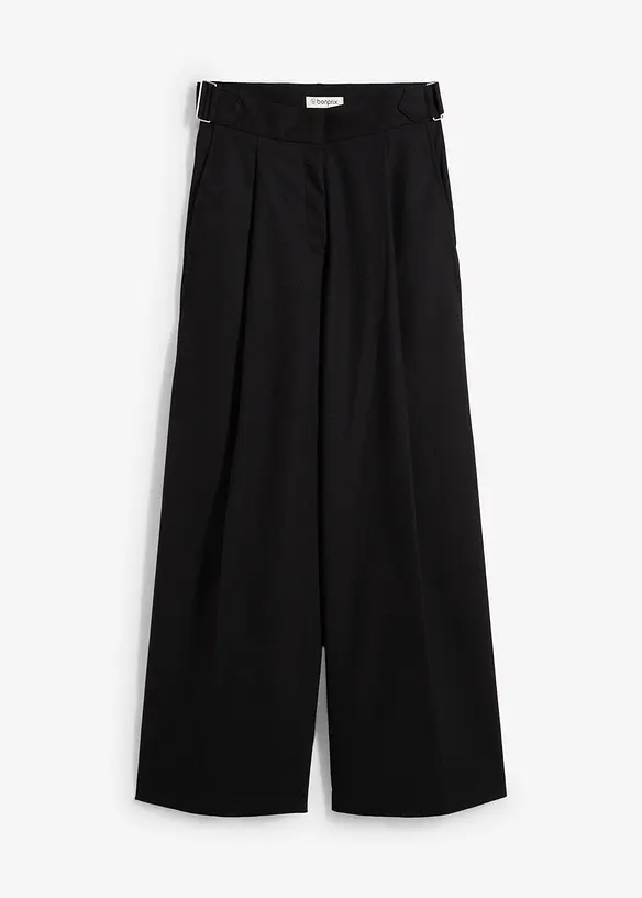 Hose mit Seitenschnallen aus Viskose-Mix in schwarz von vorne - bonprix