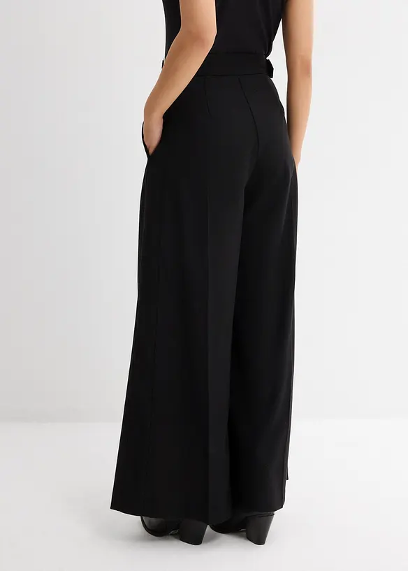 Hose mit Seitenschnallen aus Viskose-Mix in schwarz von hinten - bonprix