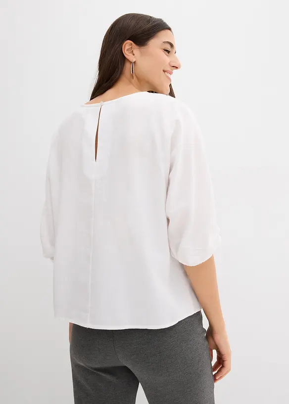 Blusenshirt aus reiner Baumwolle in weiß von hinten (im Anschnitt) - bonprix