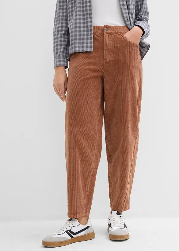 Barrel-Cordhose aus Baumwoll-Mix in braun von vorne - bonprix Barrel-Cordhose aus Baumwoll-Mix in braun von vorne - bonprix