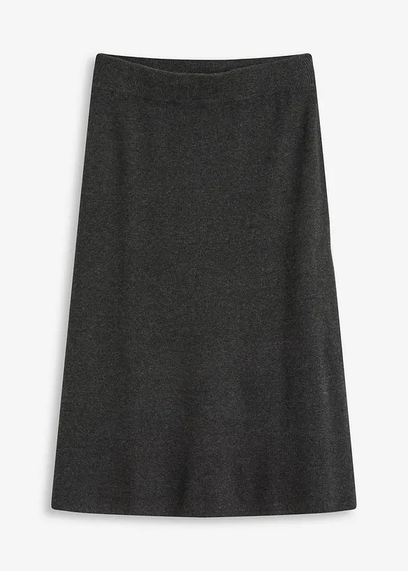 Ausgestellter Strickrock in grau von vorne - bonprix