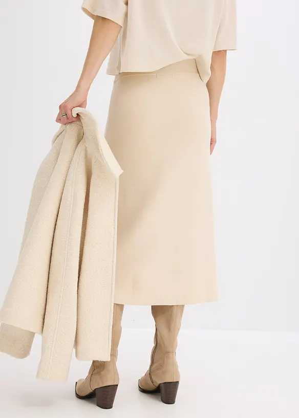 Ausgestellter Strickrock in beige von hinten - bonprix Ausgestellter Strickrock in beige von hinten - bonprix
