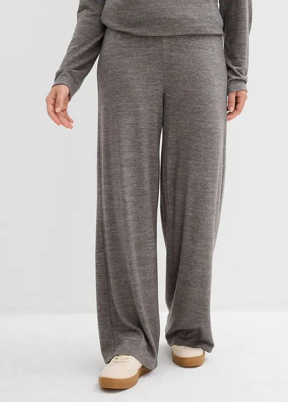 Palazzo-Hose in Strickoptik in grau von vorne - bonprix Palazzo-Hose in Strickoptik in grau von vorne - bonprix
