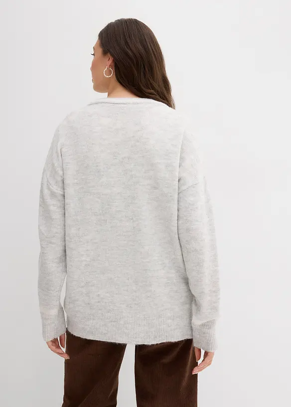 Oversize-Pullover mit überschnittener Schulter in grau von hinten (im Anschnitt) - bonprix