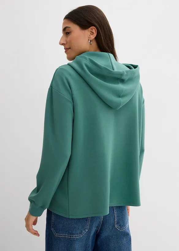 Hoodie mit Kapuze aus softem Viskose-Mix in grün von hinten (im Anschnitt) - bonprix