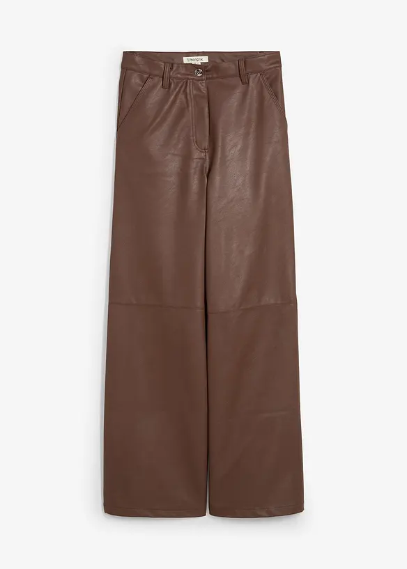 Lederimitat-Hose in braun von vorne - bonprix