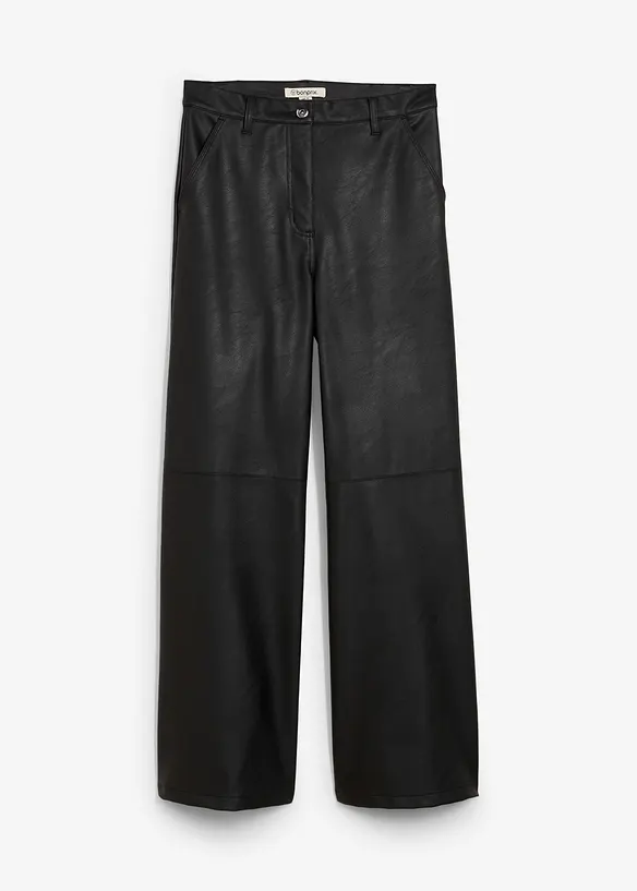 Lederimitat-Hose in schwarz von vorne - bonprix