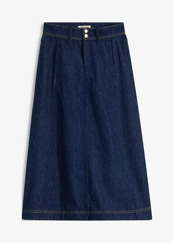 Jeansrock Midilänge in blau von vorne - bonprix