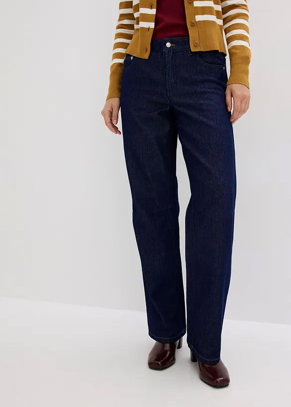 Straight-Jeans Mid Waist in blau von vorne - bonprix Straight-Jeans Mid Waist in blau von vorne - bonprix