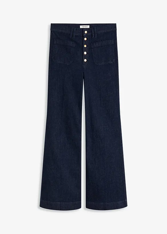 Flared-Jeans High Waist in blau von vorne - bonprix