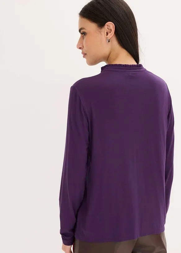 Shirt mit Stehkragen in lila von hinten (im Anschnitt) - bonprix
