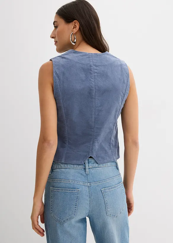 Cord-Weste in blau von hinten (im Anschnitt) - bonprix