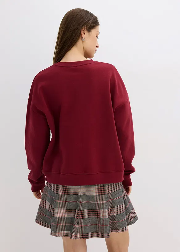 Oversize-Sweatshirt aus reiner Baumwolle in rot von hinten (im Anschnitt) - bonprix