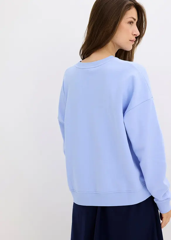 Oversize-Sweatshirt aus reiner Baumwolle in blau von hinten (im Anschnitt) - bonprix